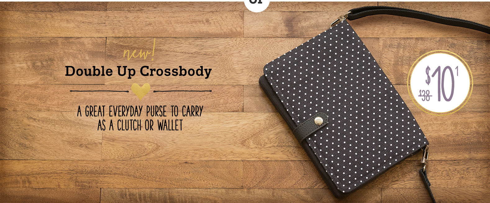 Double Up Crossbody in City Charcoal Swiss Dot