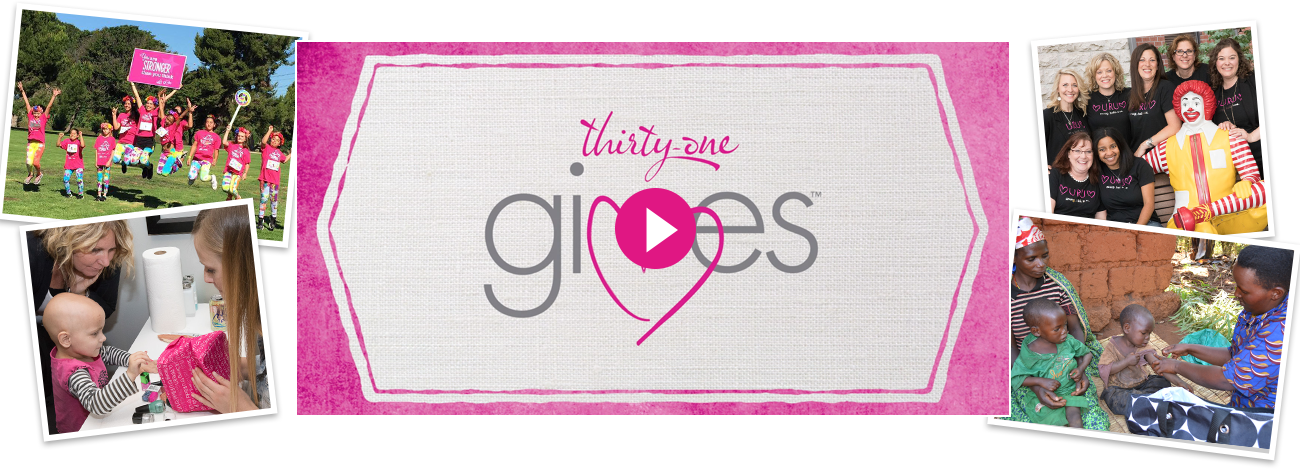 Collage of photos of the Thirty-One team giving back
