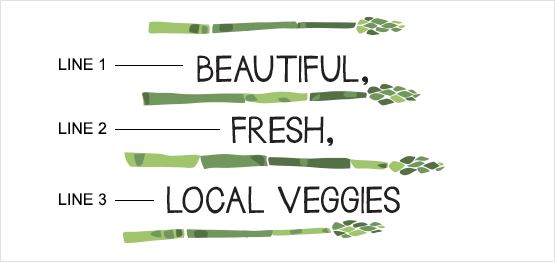 Ejemplo de estampado de cuarteto de espárragos