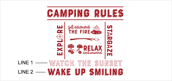 Ejemplo de estampado de reglas del campamento