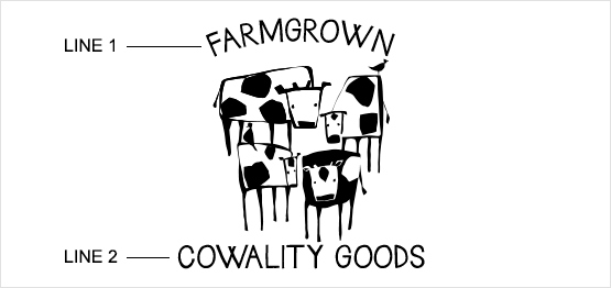 Ejemplo de estampado de cuarteto de vacas