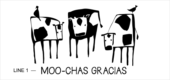 Ejemplo de estampado de trío de vacas