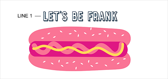 Ejemplo de estampado de perro caliente