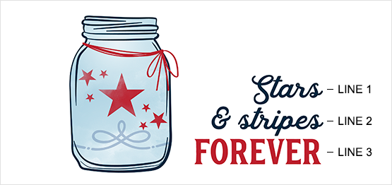 Ejemplo de estampado con mensaje vintage con jarrón